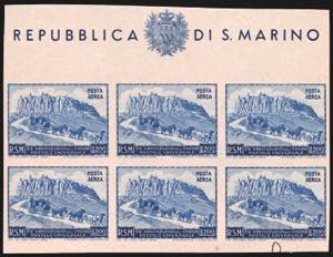 1951 - 200 lire UPU, foglietto (9), prova su ... 