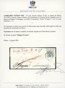 1853 - 45 cent. azzurro ardesia, ... 