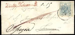 1853 - 45 cent. azzurro ardesia, II tipo ... 