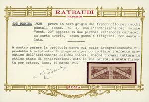1928 - 20 cent. (3), prova in nero ... 
