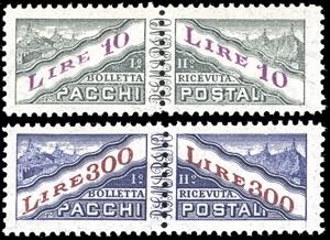 1953 - 10 lire e 300 lire, filigrana ruota, ... 