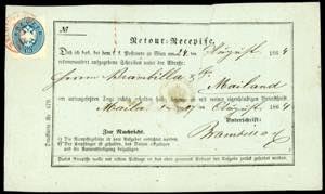 AUSTRIA 1864 - 10 kr. azzurro, dent. 9 1/2 ... 