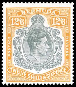 BERMUDA-BRITISH COLONIES 1943 - 12/6 grigio ... 