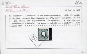 1858 - 15 soldi azzurro, I tipo ... 