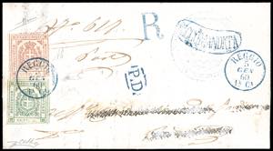 1860 - 40 cent. rosa carminio, 5 cent. verde ... 