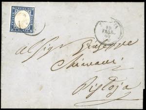 1860 - 20 cent. azzurro (15Ca), piccolo ... 