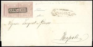 1858 - 1 grano rosa chiaro, I tavola, coppia ... 