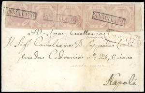 1858 - 2 grana rosa chiaro, carta crema (5), ... 