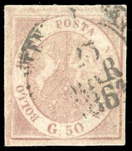 1859 - 50 grana rosa carminio chiaro (14b), ... 