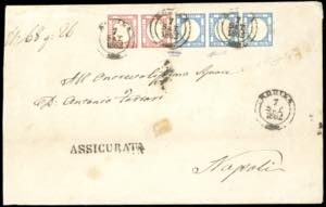 1862 - 2 grana azzurro, striscia orizzontale ... 