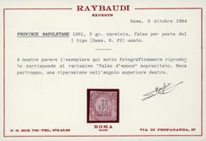 1861 - 5 grana carminio, falso per ... 