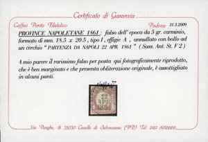 1861 - 5 grana carminio, falso per ... 