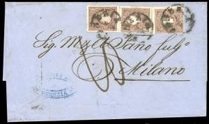 1861 - 10 soldi bruno, II tipo (31), tre ... 