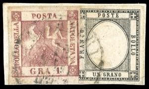 1861 - 1 grano rosa carminio, II tavola, in ... 