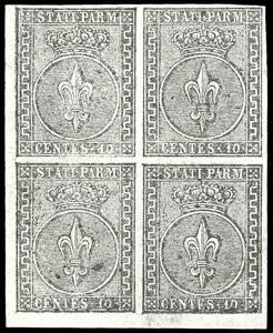 1852 - 10 cent. bianco (2), blocco di ... 