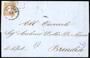 1862 - Lettera da Venezia per Brindisi del ... 