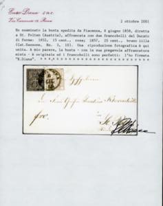 1858 - 15 cent. rosa, I emissione, ... 