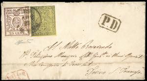1858 - 5 cent. giallo arancio, I emissione, ... 