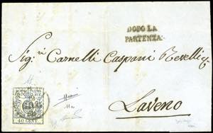 1858 - 40 cent. azzurro, I tipo, zero largo, ... 