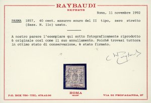 1857 - 40 cent. azzurro scuro, II ... 