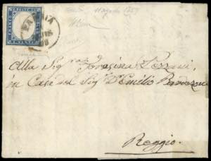 1859 - 20 cent. azzurro scuro IV emissione ... 