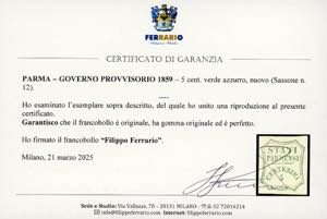 1859 - 5 cent. verde azzurro (12), ... 