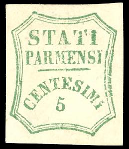 1859 - 5 cent. verde azzurro (12), nuovo, ... 