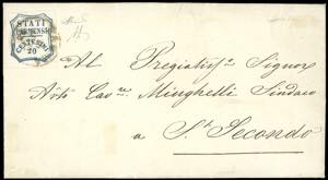 1859 - 20 cent. azzurro (15), perfetto, ampi ... 