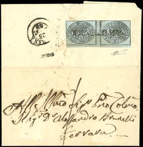 1852 - 1/2 baj grigio azzurro (1a), stampa ... 