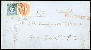 1861 - 15 soldi azzurro, II tipo, 5 soldi ... 