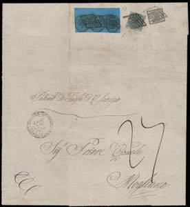 1855 - 7 baj azzurro, striscia orizzontale ... 