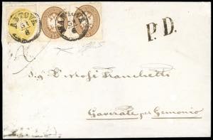 1864 - 2 soldi giallo e 15 soldi bruno, due ... 