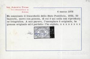 1852 - 50 baj azzurro scuro (10a), ... 