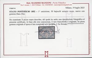 1852 - 50 baj azzurro scuro (10a), ... 