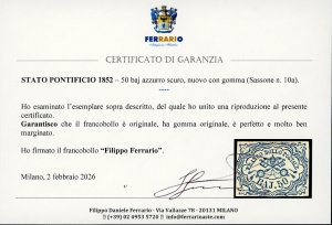 1852 - 50 baj azzurro scuro (10a), ... 