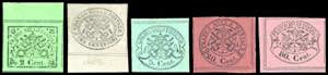 1867 - Seconda emisisone, cinque esemplari ... 