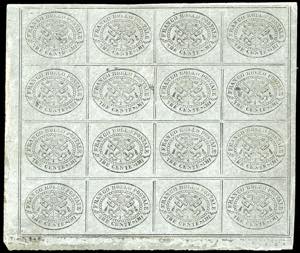 1867 - 3 cent. grigio (15), blocco di 16 ... 