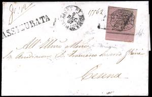 1867 - 80 cent. rosa lillaceo (20), bordo di ... 