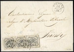 1855 - 8 baj bianco, falso per posta del I ... 