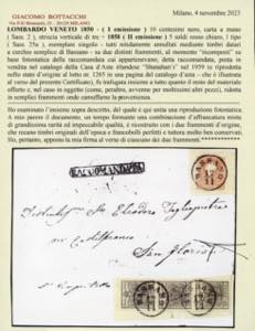 1858 - 10 cent. nero, carta a ... 