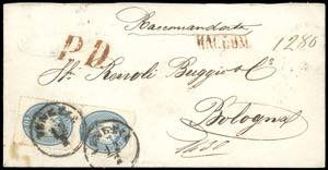 1865 - Raccomandata da Venezia per Bologna ... 