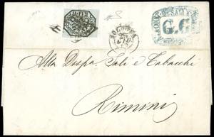 1859 - Lettera di doppio porto da Bologna a ... 