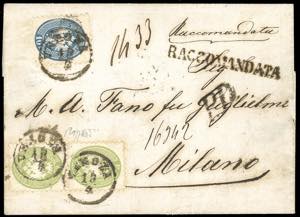 1865 - 3 soldi verde, coppia verticale, e 10 ... 