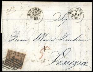 1859 - 4 baj fulvo (5), lieve piega, su ... 