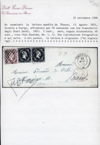 1853 - 5 cent. nero, coppia ... 