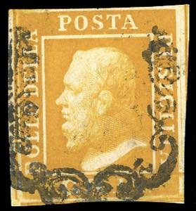 1859 - 1/2 grano arancio, I tavola, carta di ... 