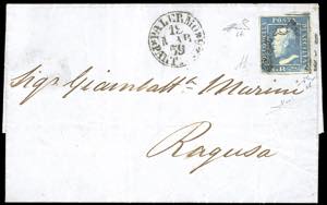 1859 - 2 grana cobalto, I tavola, carta di ... 