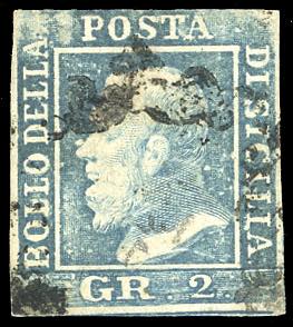 1859 - 2 grana azzurro chiaro, II tavola, ... 