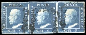 1859 - 2 grana azzurro vivo, carta di ... 