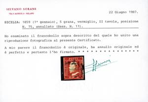 1859 - 5 grana vermiglio, II ... 